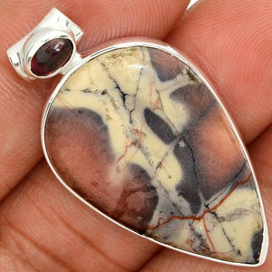 Unique Porcelain Jasper & Garnet Pendant